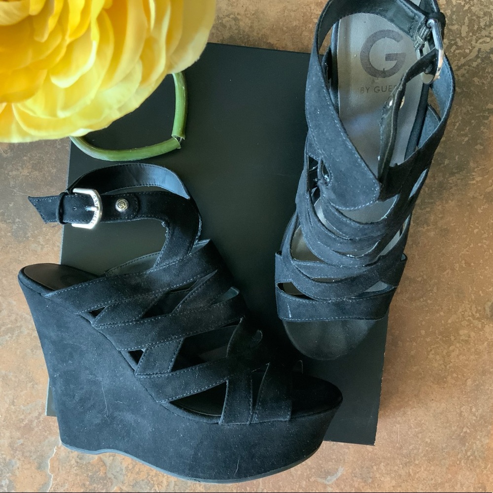 Black Platform Wedge Sandal